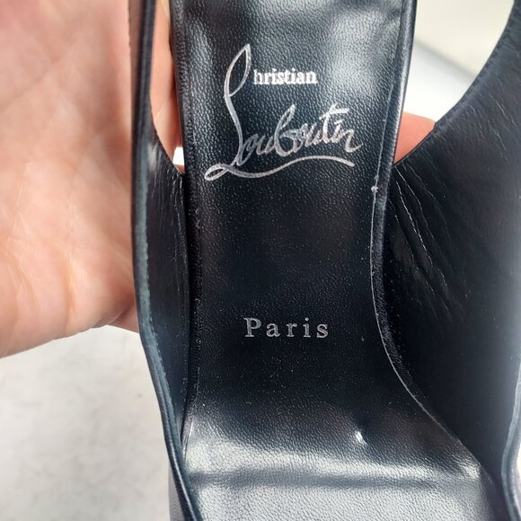Christian Louboutin Black Strappy Condora Leather Heel Shoe - Picture 5 of 11